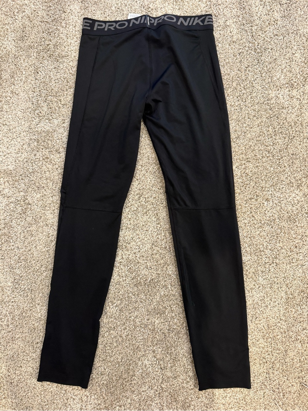 Nike Black Youth Pro Compression Leggings with White Swoosh - Picture 2 of 3